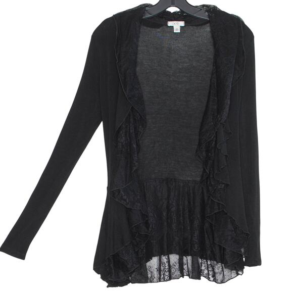 Cache Cardigan Sweater Lace Whimsigoth Witchy Boho Romantic Goth Open Black XS - Picture 6 of 6